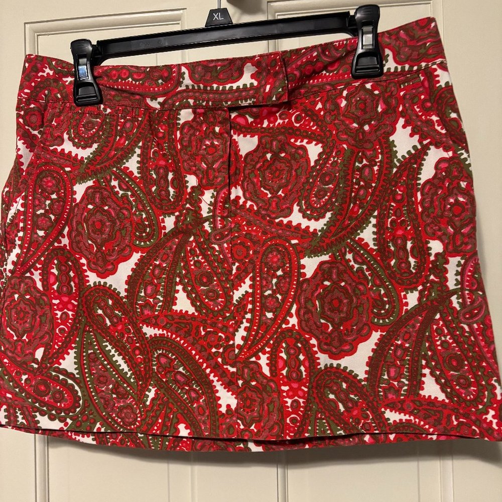 J. CREW LADIES SIZE 8  HOT PINK & WHITE MINI SKIRT